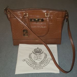 L. Ralph Lauren Darwin Croc Embossed Satchel
